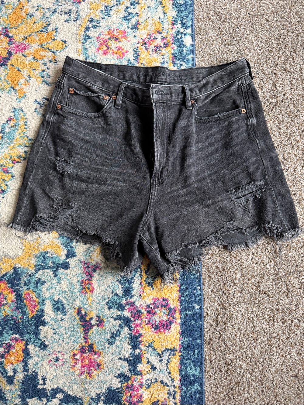 American Eagle Outfitters Black Distressed Denim Cutoff Shorts